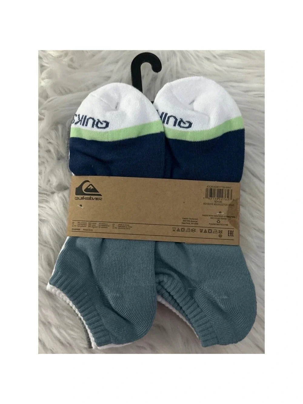 Quicksilver Low Cut Socks Mens Skater 5 Pairs For Shoe Size 6-12 NWT